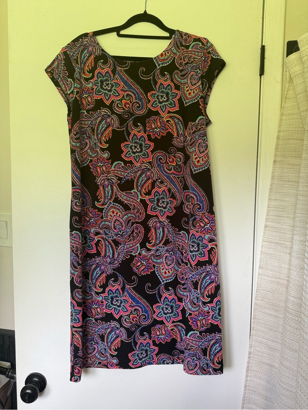 Liz Claiborne Black Paisley Floral Midi Shift Dress